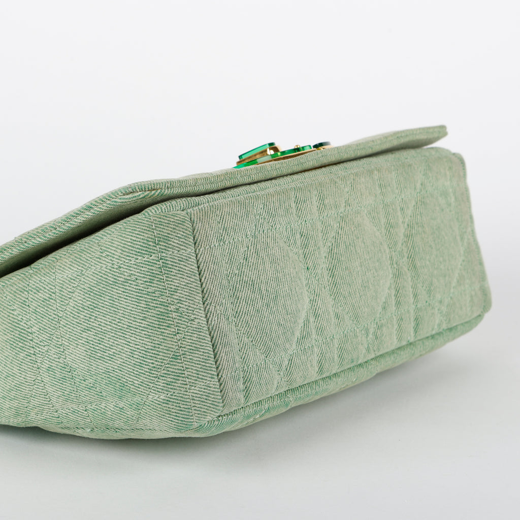 Medium Macrocannage Caro Bag, Green Denim
