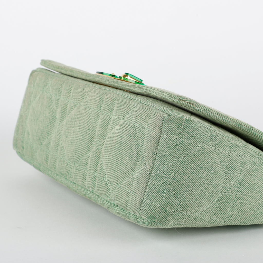 Medium Macrocannage Caro Bag, Green Denim