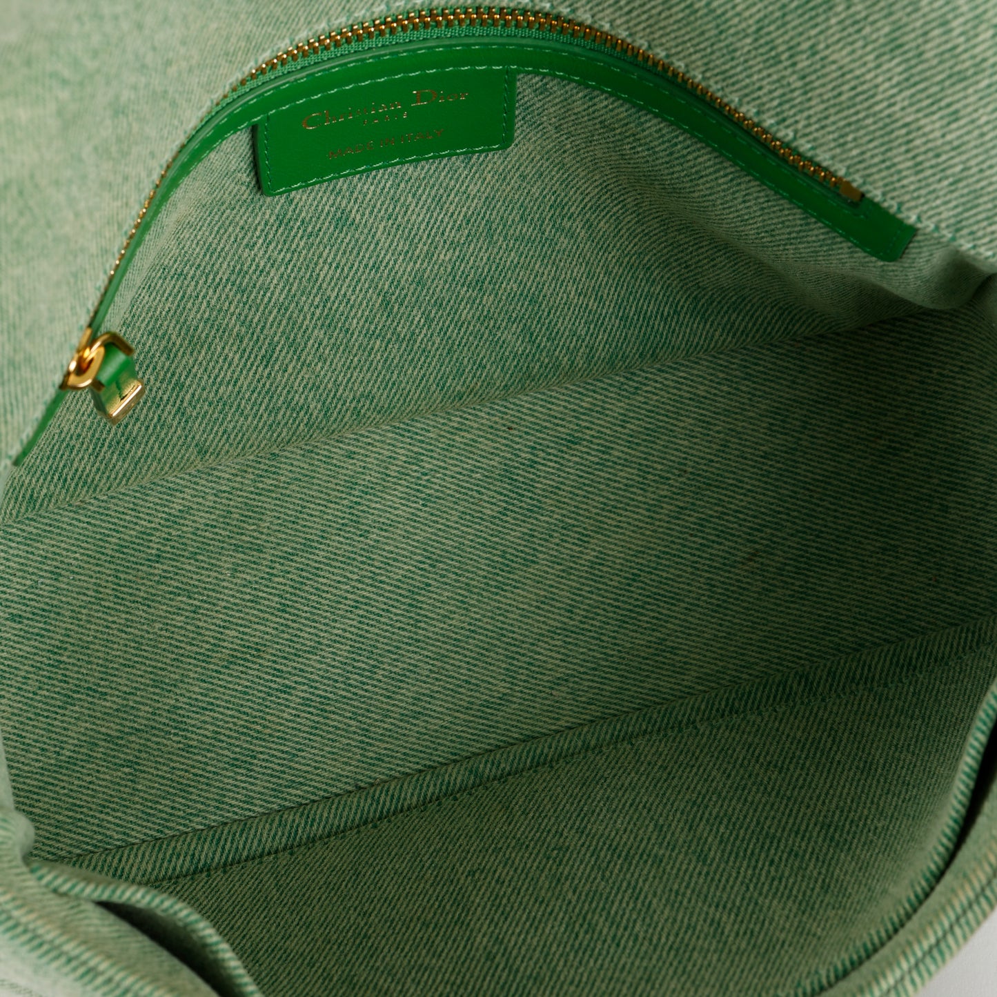 Medium Macrocannage Caro Bag, Green Denim