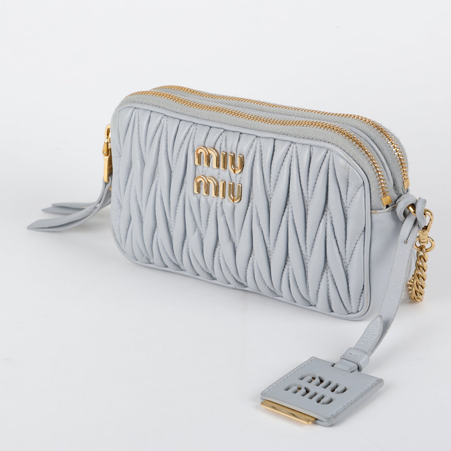 Matelasse Chain Camera Bag, Ice Blue