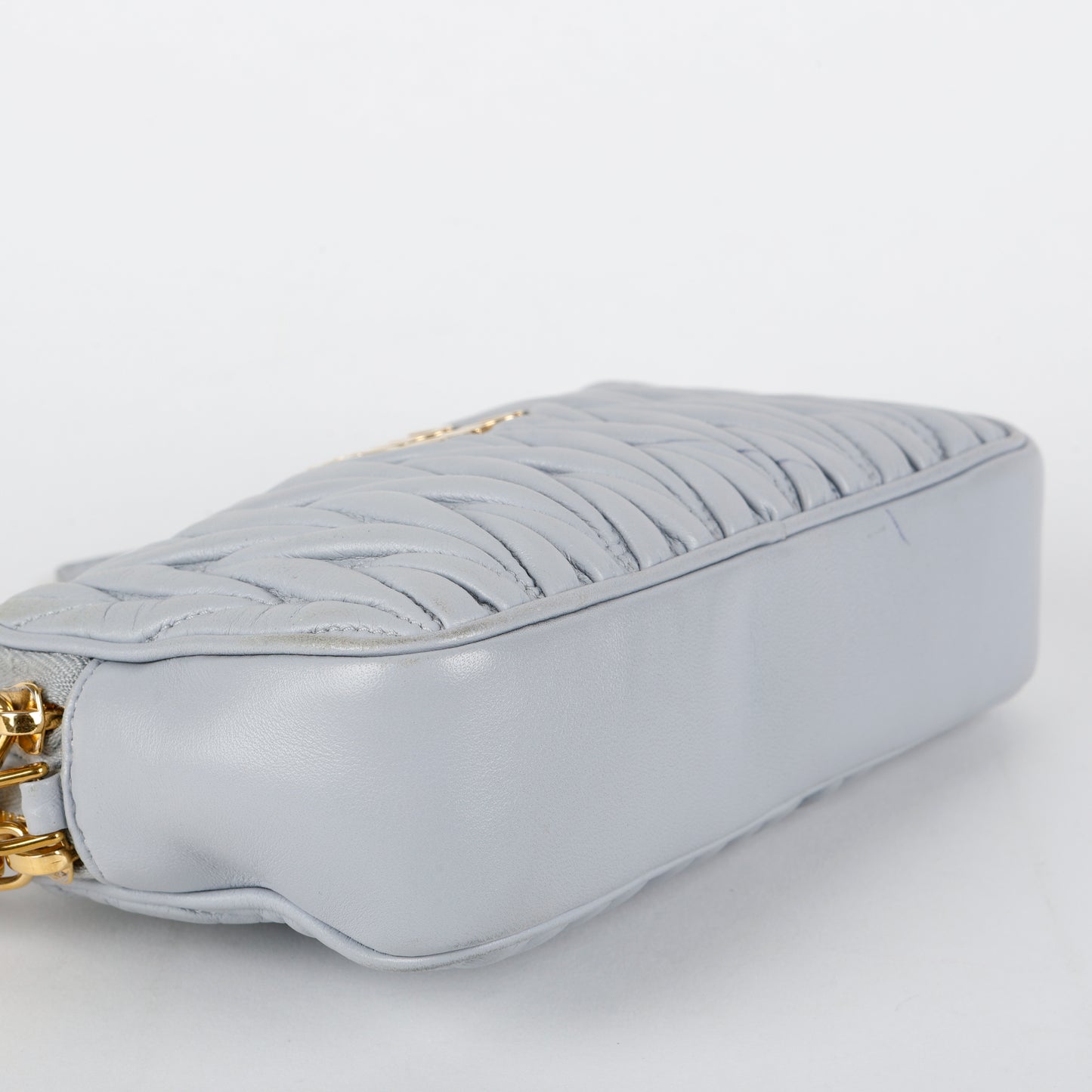Matelasse Chain Camera Bag, Ice Blue