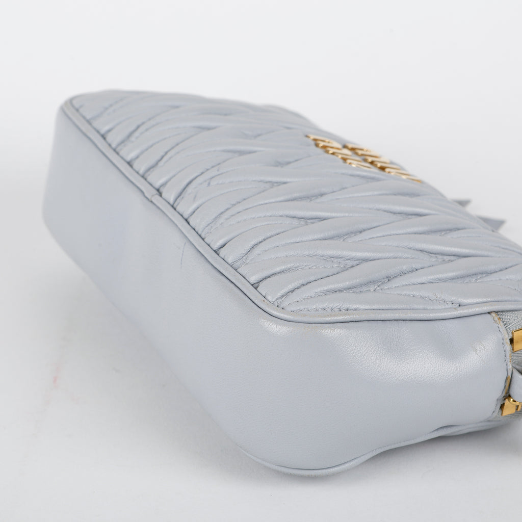 Matelasse Chain Camera Bag, Ice Blue