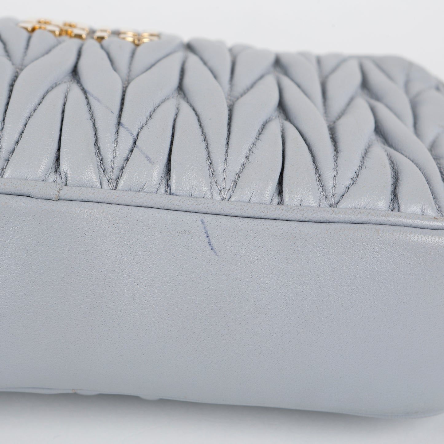 Matelasse Chain Camera Bag, Ice Blue