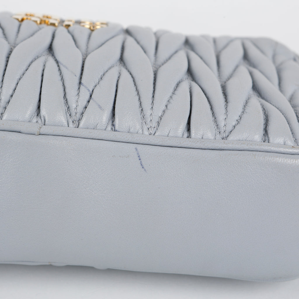 Matelasse Chain Camera Bag, Ice Blue