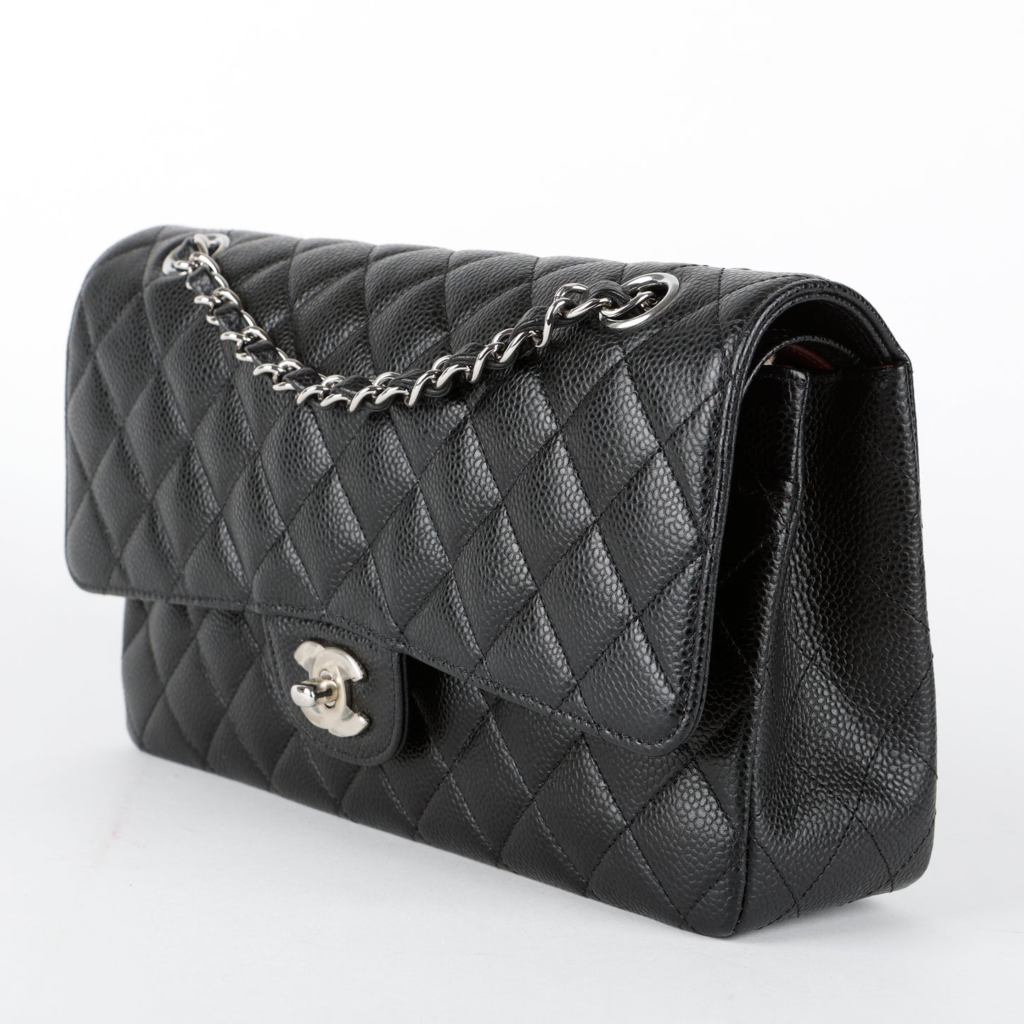 Medium Double Flap, Black Caviar SHW