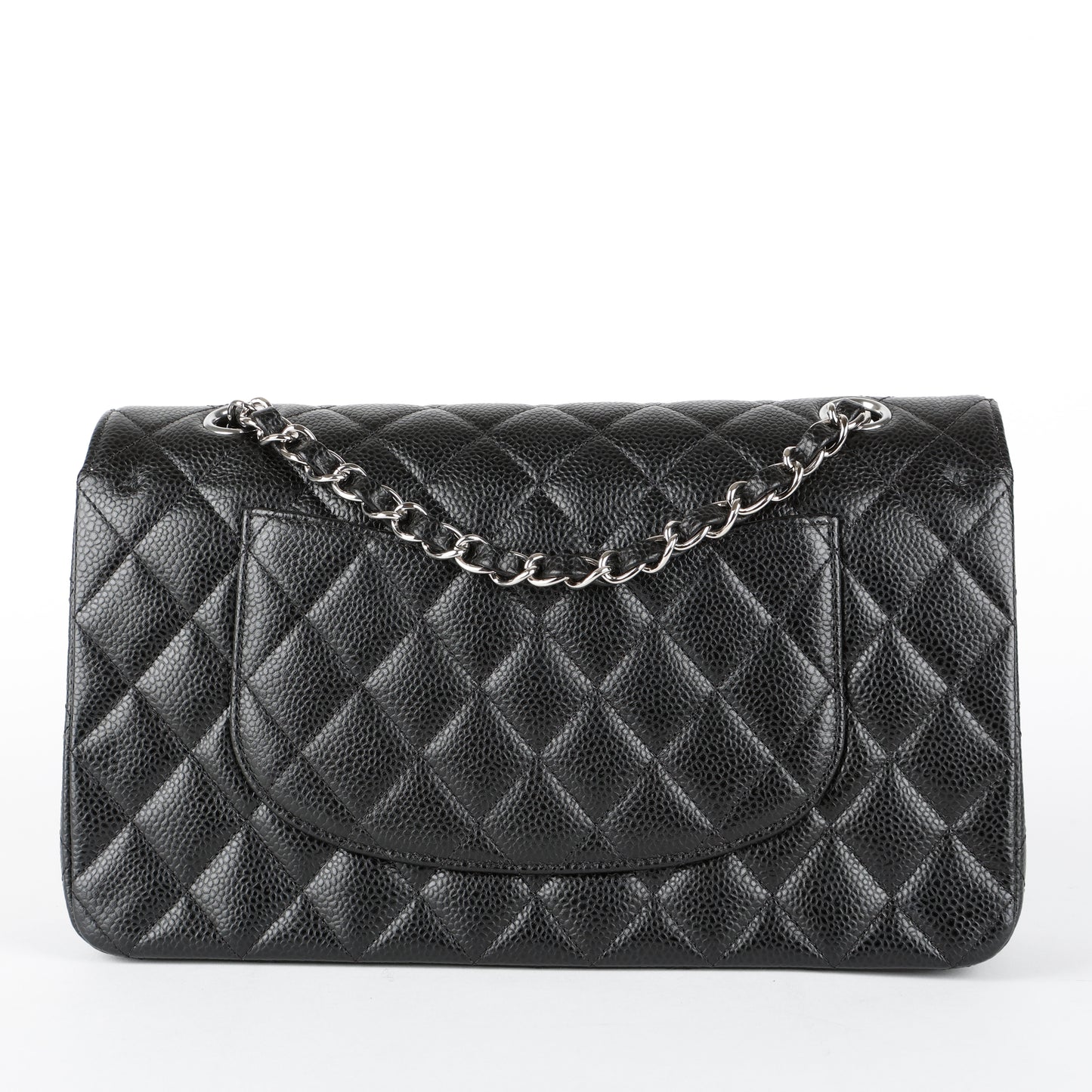 Medium Double Flap, Black Caviar SHW