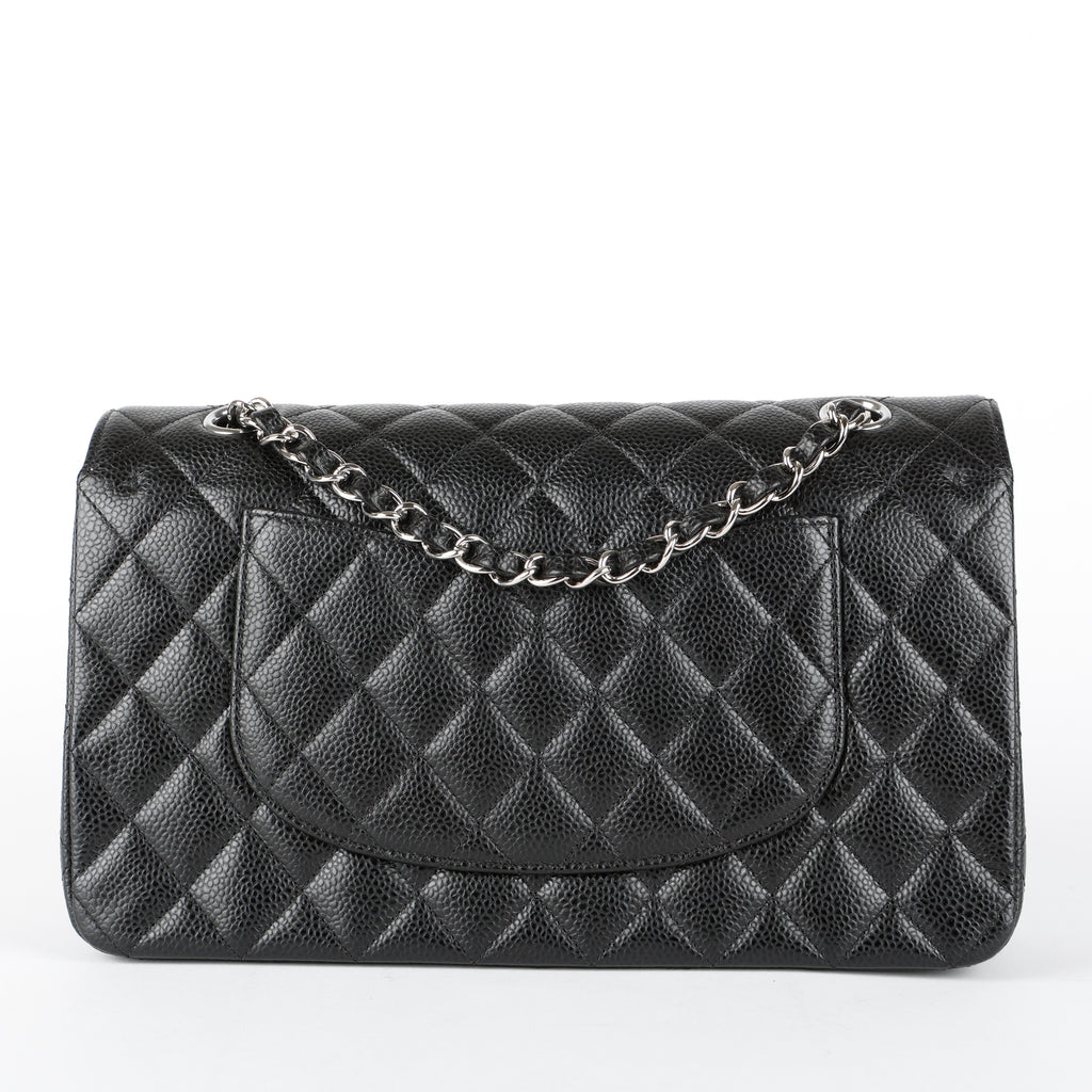 Medium Double Flap, Black Caviar SHW