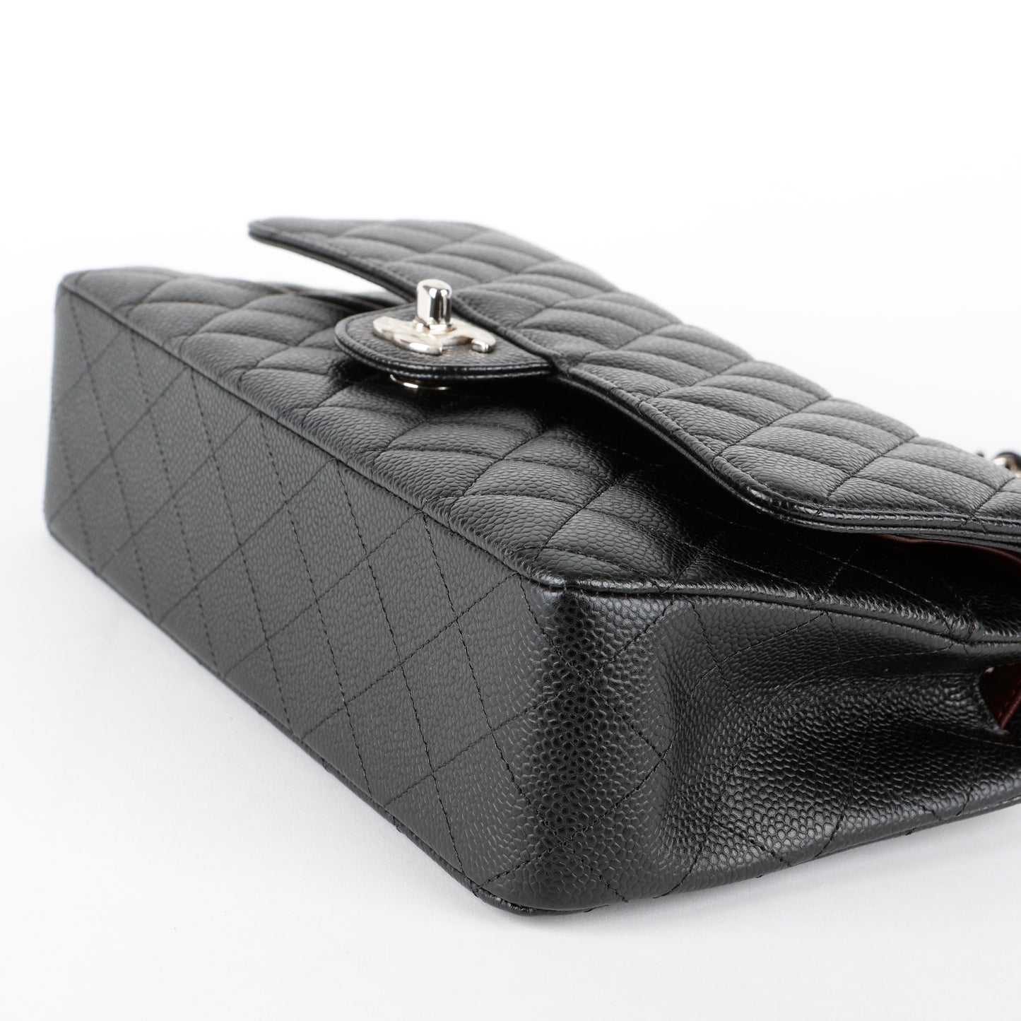 Medium Double Flap, Black Caviar SHW