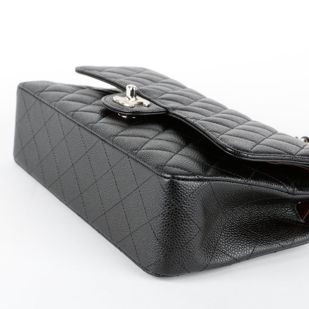 Medium Double Flap, Black Caviar SHW