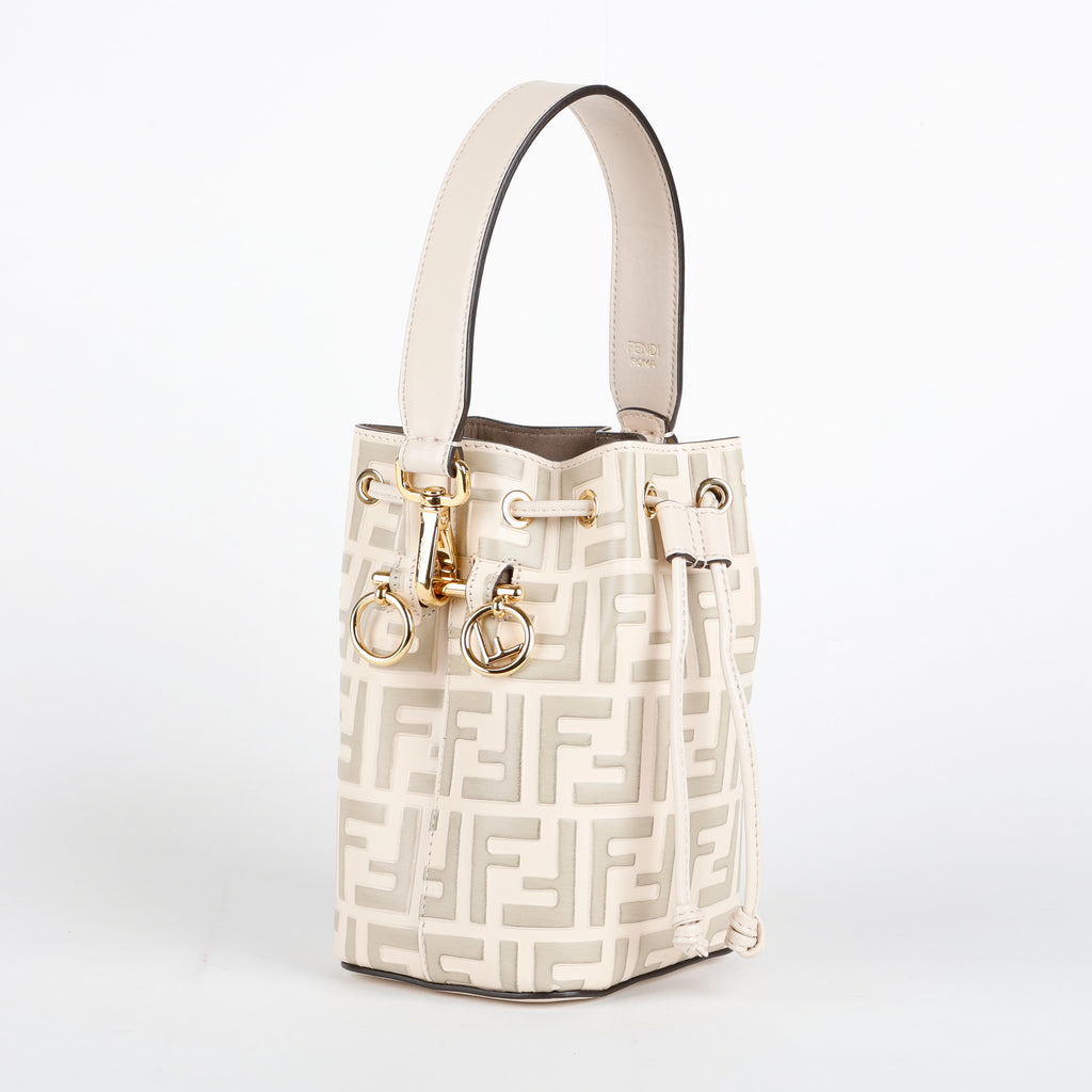 Mini Zucca Mon Tresor Bucket Bag, Beige/Sage