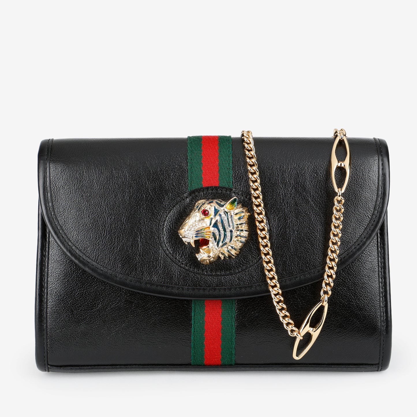 Medium Rajah Web Chain Shoulder Bag, Black