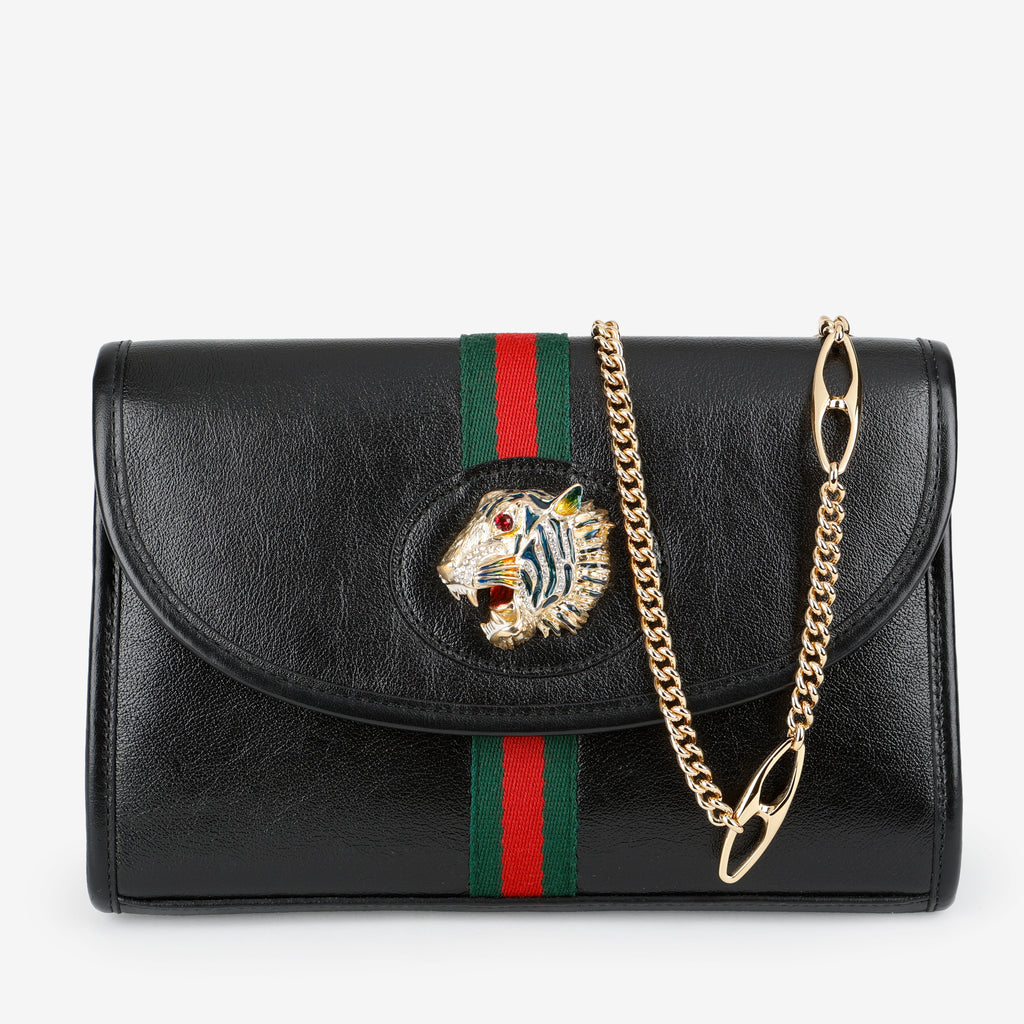 Medium Rajah Web Chain Shoulder Bag, Black