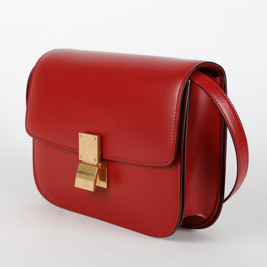 Medium Box Bag, Red Smooth Calfskin
