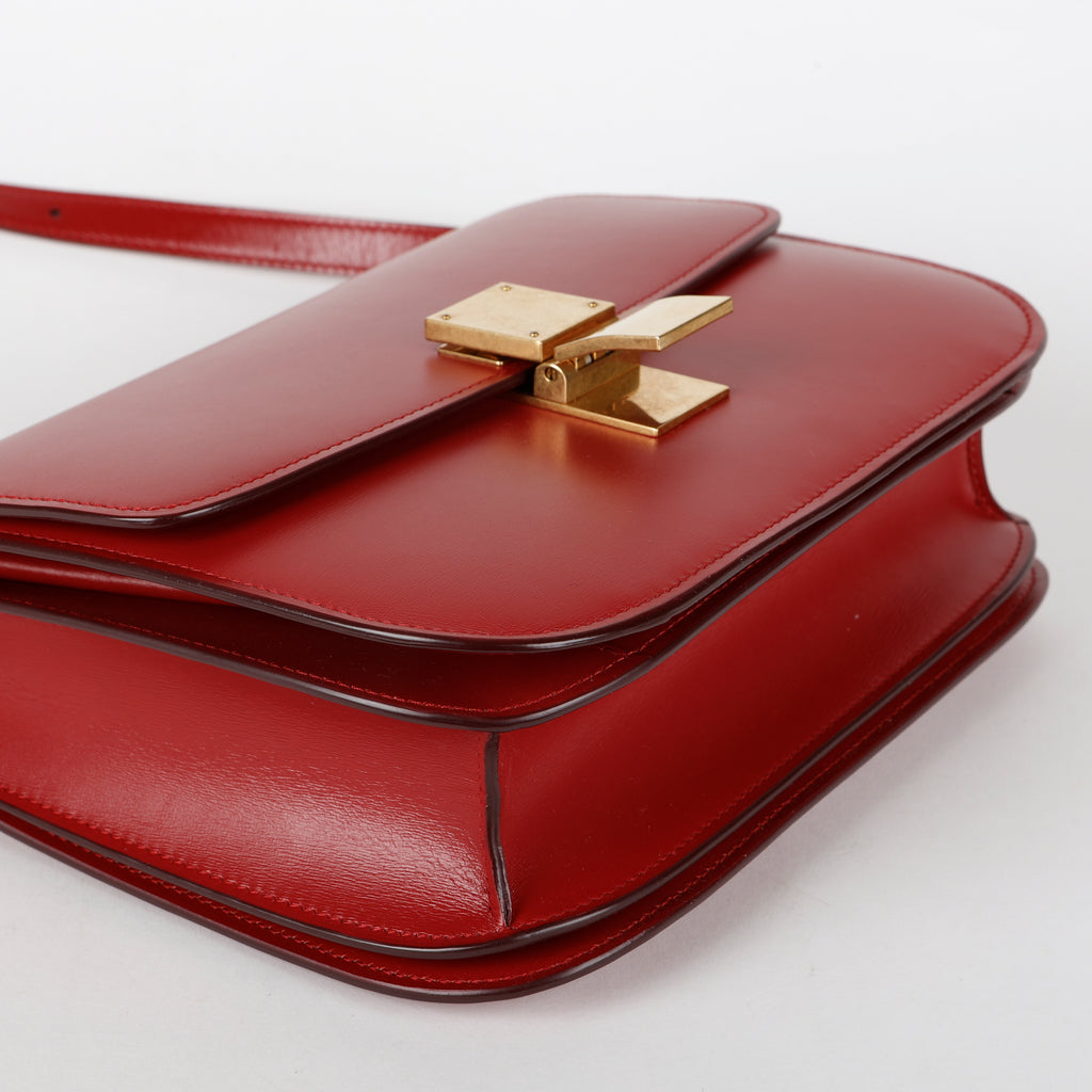 Medium Box Bag, Red Smooth Calfskin