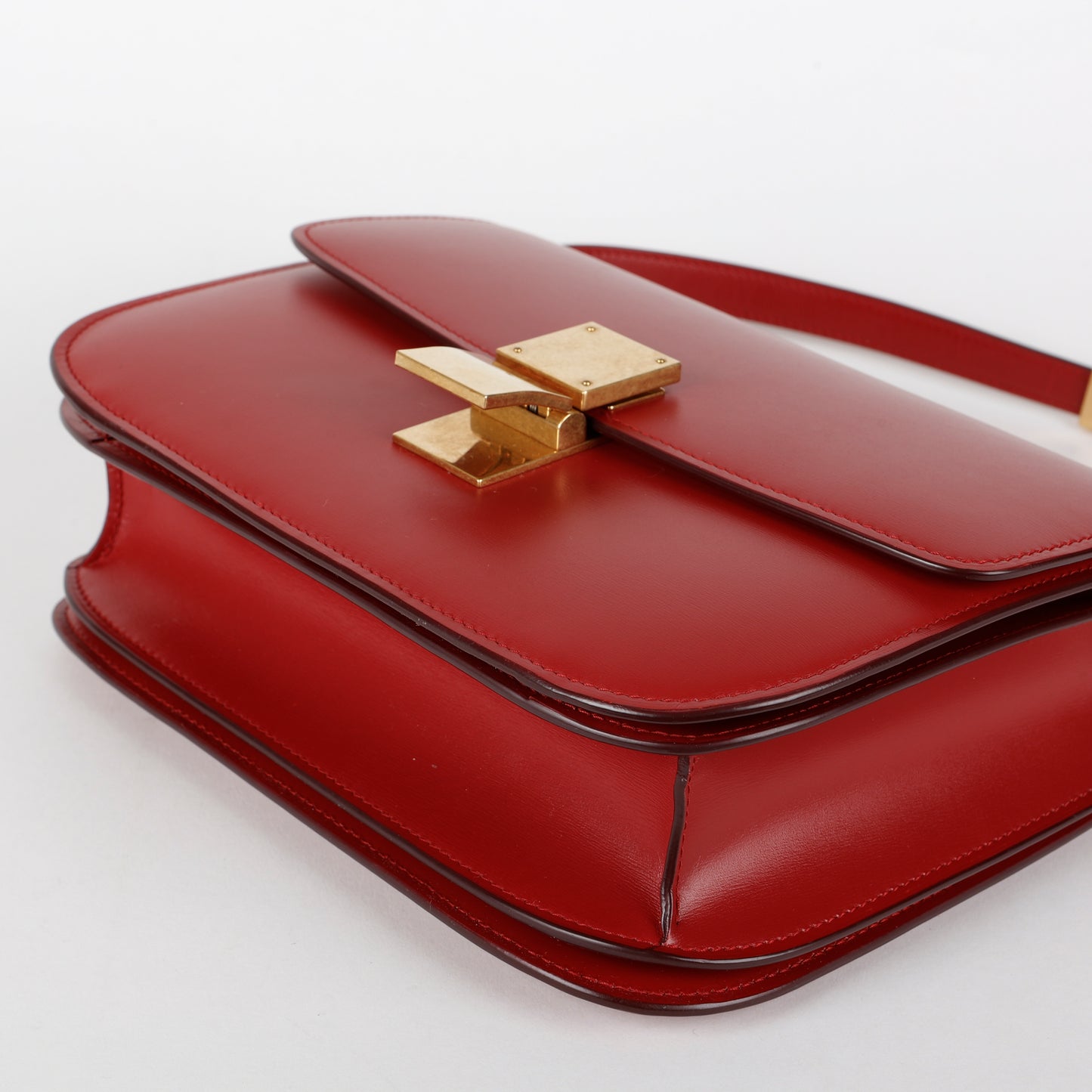 Medium Box Bag, Red Smooth Calfskin