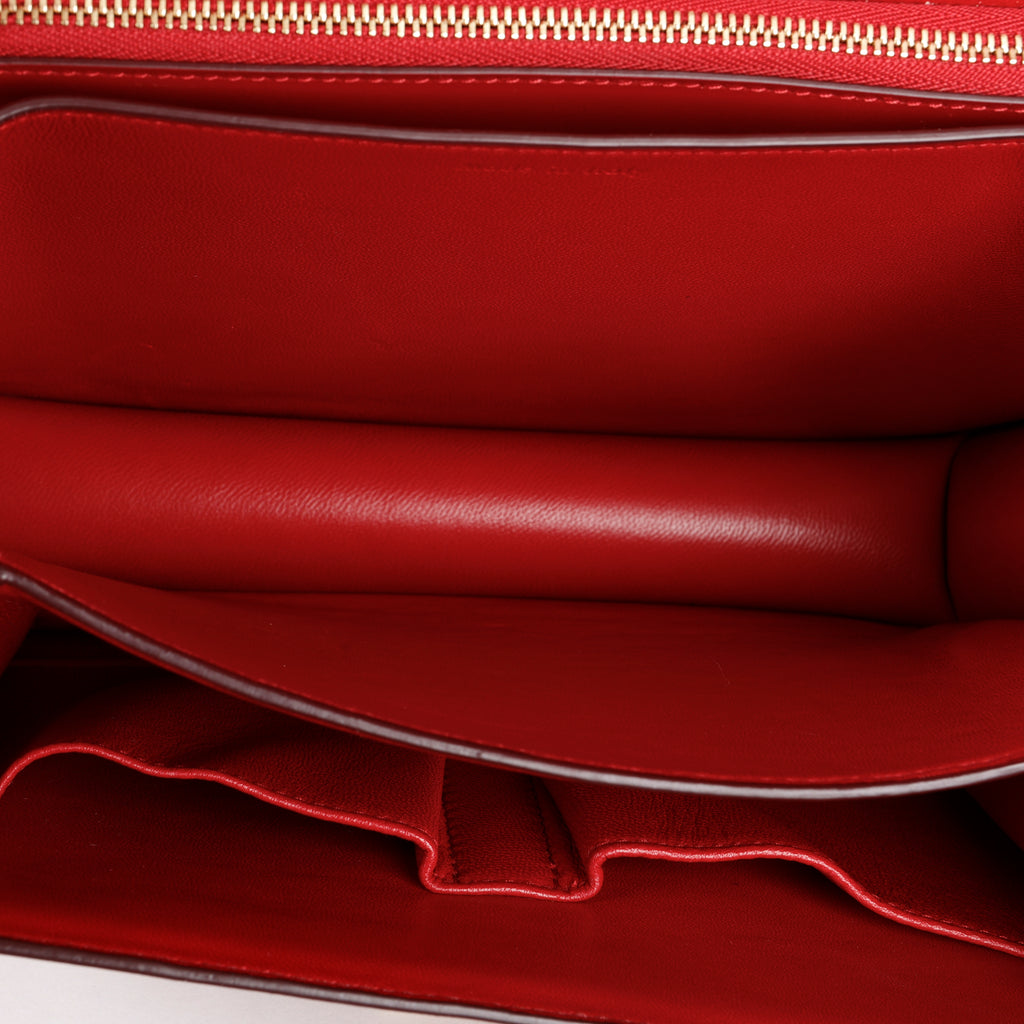 Medium Box Bag, Red Smooth Calfskin