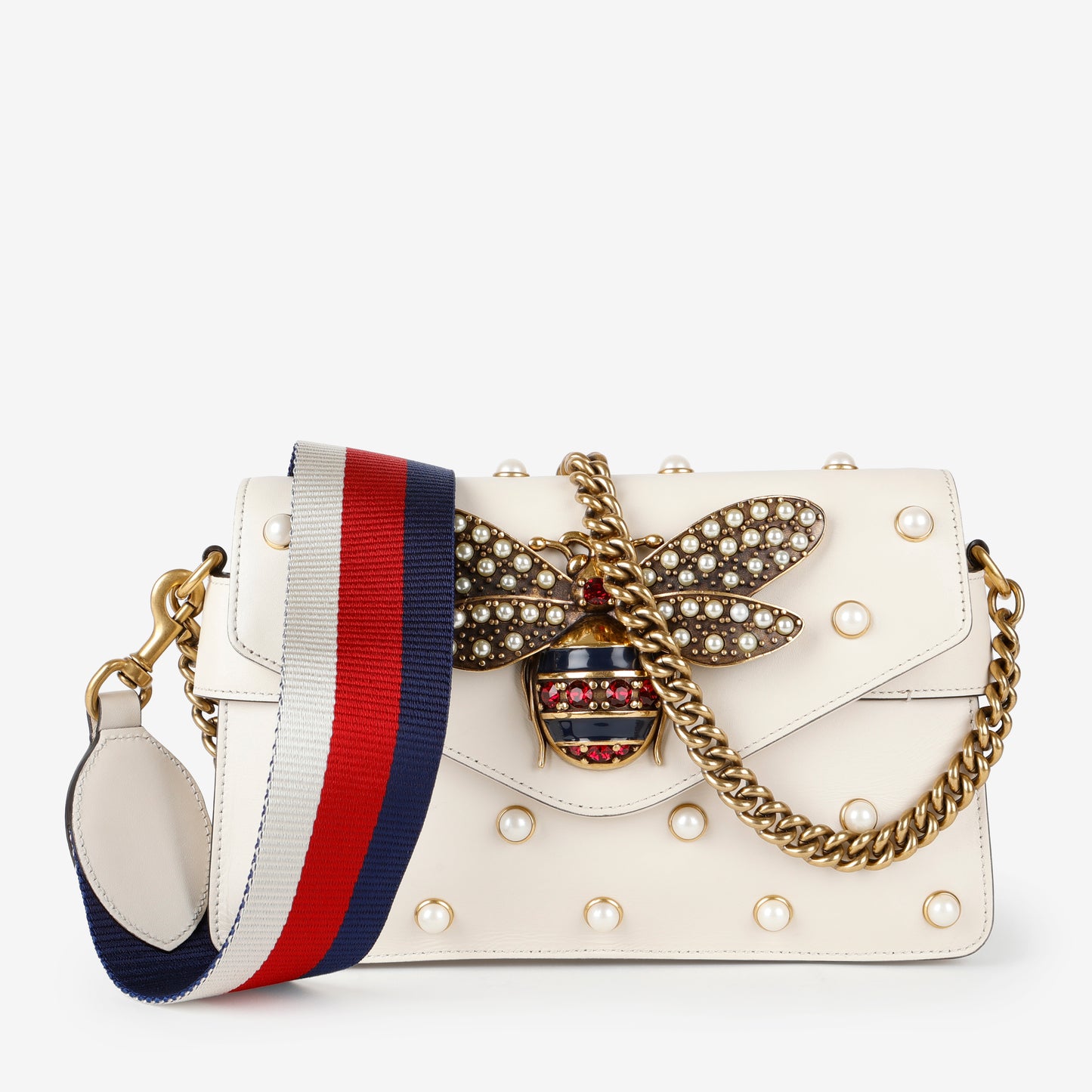 Broadway Pearly Bee Shoulder Bag, Cream