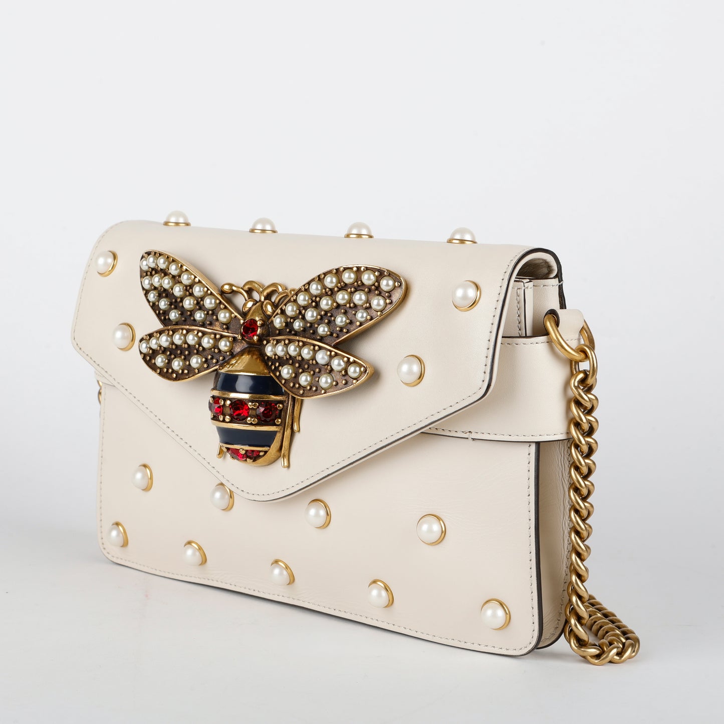 Broadway Pearly Bee Shoulder Bag, Cream