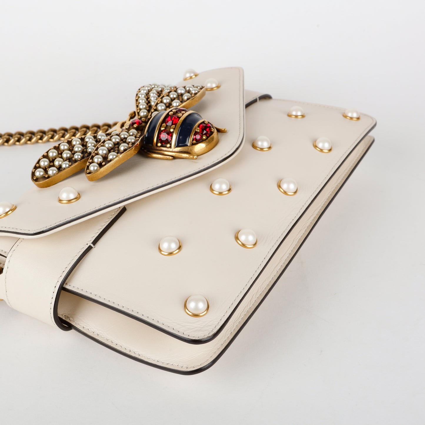 Broadway Pearly Bee Shoulder Bag, Cream