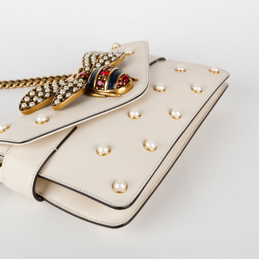 Broadway Pearly Bee Shoulder Bag, Cream