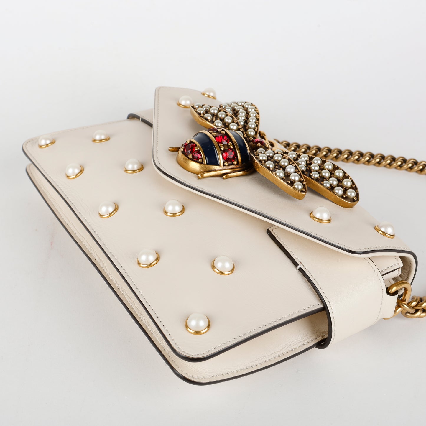 Broadway Pearly Bee Shoulder Bag, Cream