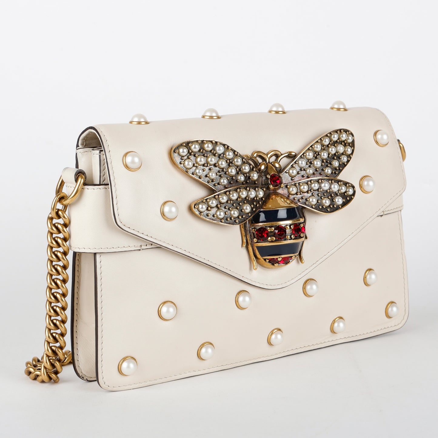 Broadway Pearly Bee Shoulder Bag, Cream