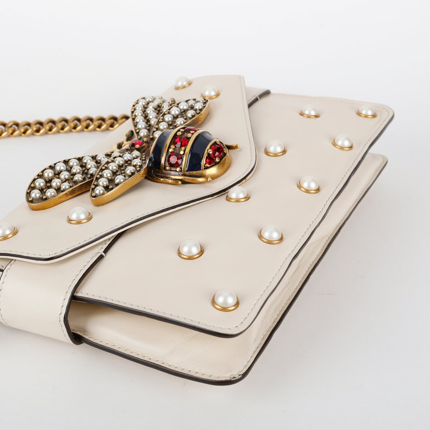 Broadway Pearly Bee Shoulder Bag, Cream