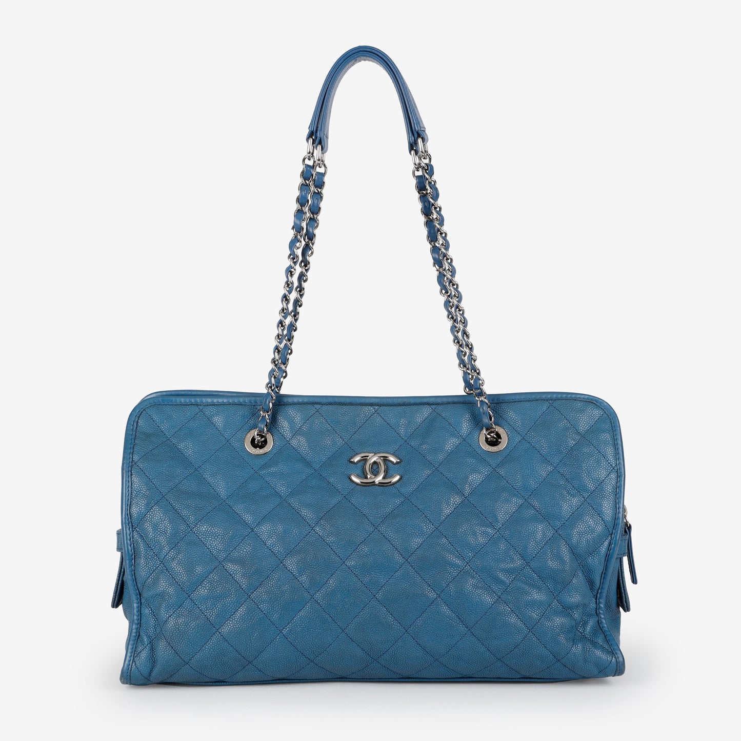 French Riviera Quilted Tote, Blue Caviar