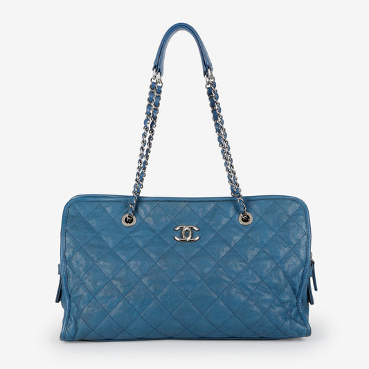 French Riviera Quilted Tote, Blue Caviar