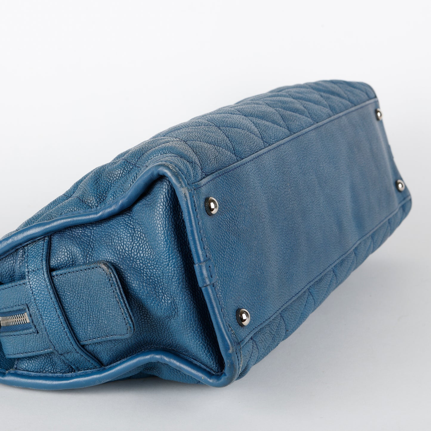 French Riviera Quilted Tote, Blue Caviar