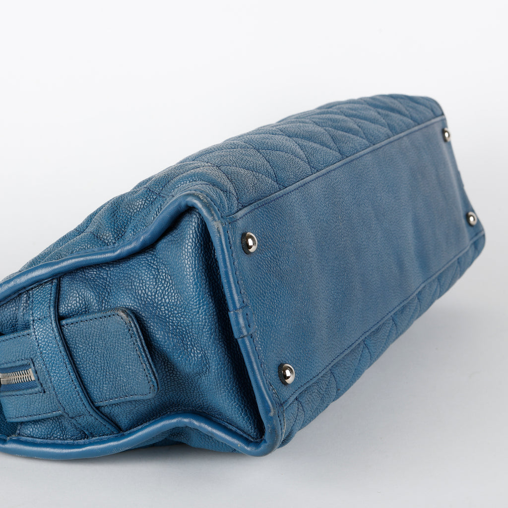 French Riviera Quilted Tote, Blue Caviar