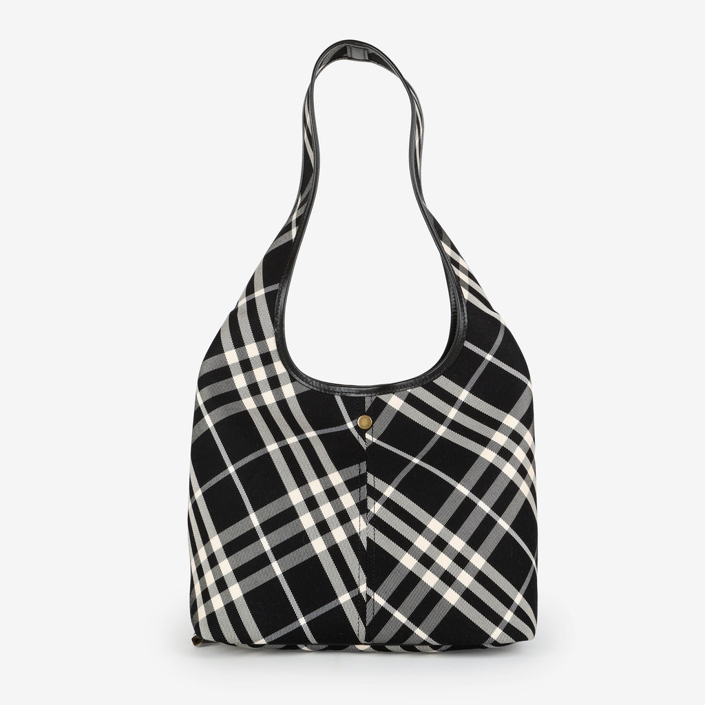 Small Check Hobo Bag, Black/White