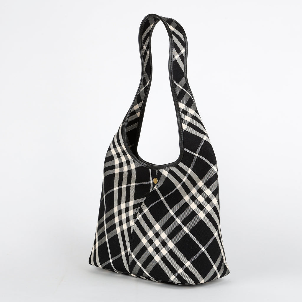 Small Check Hobo Bag, Black/White