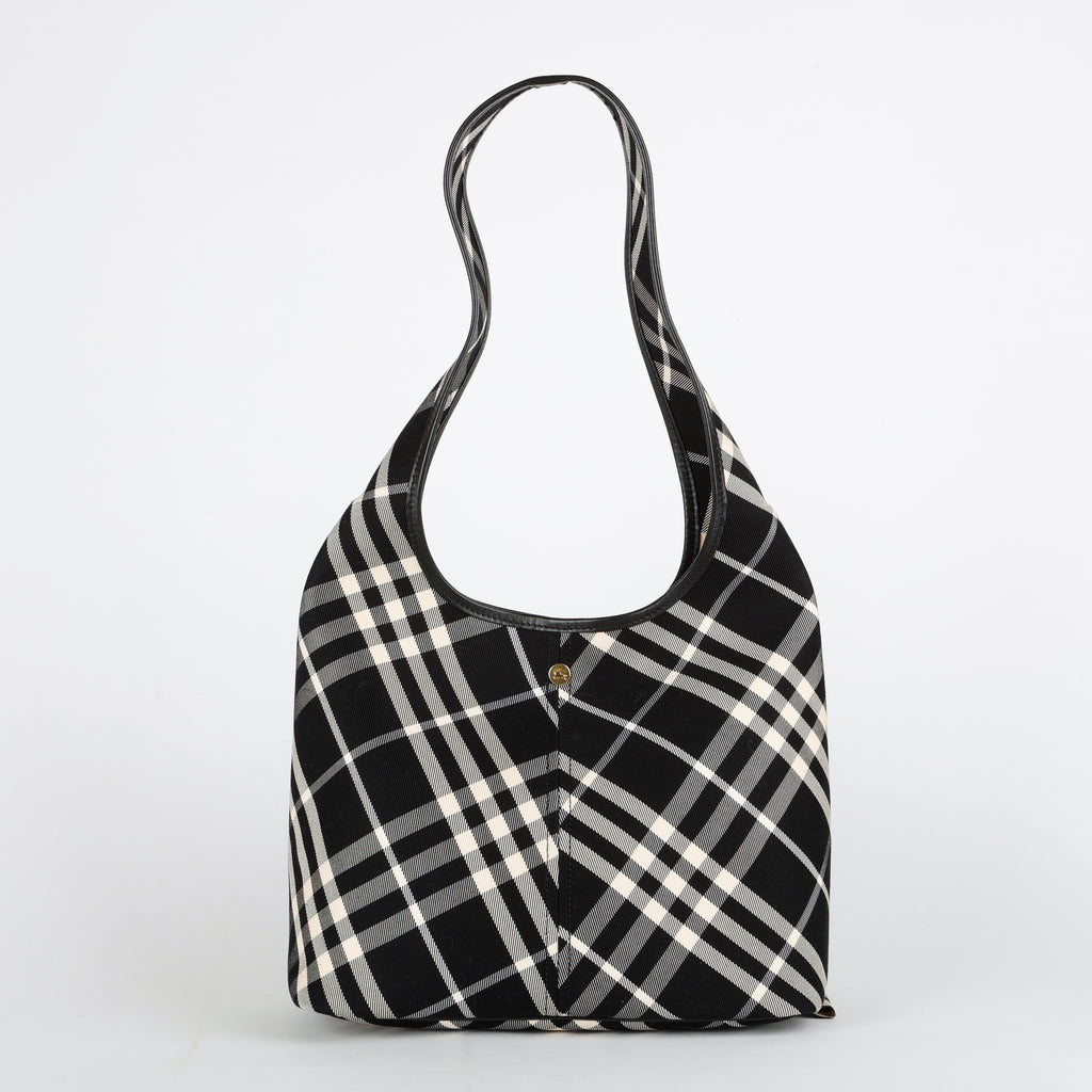 Small Check Hobo Bag, Black/White
