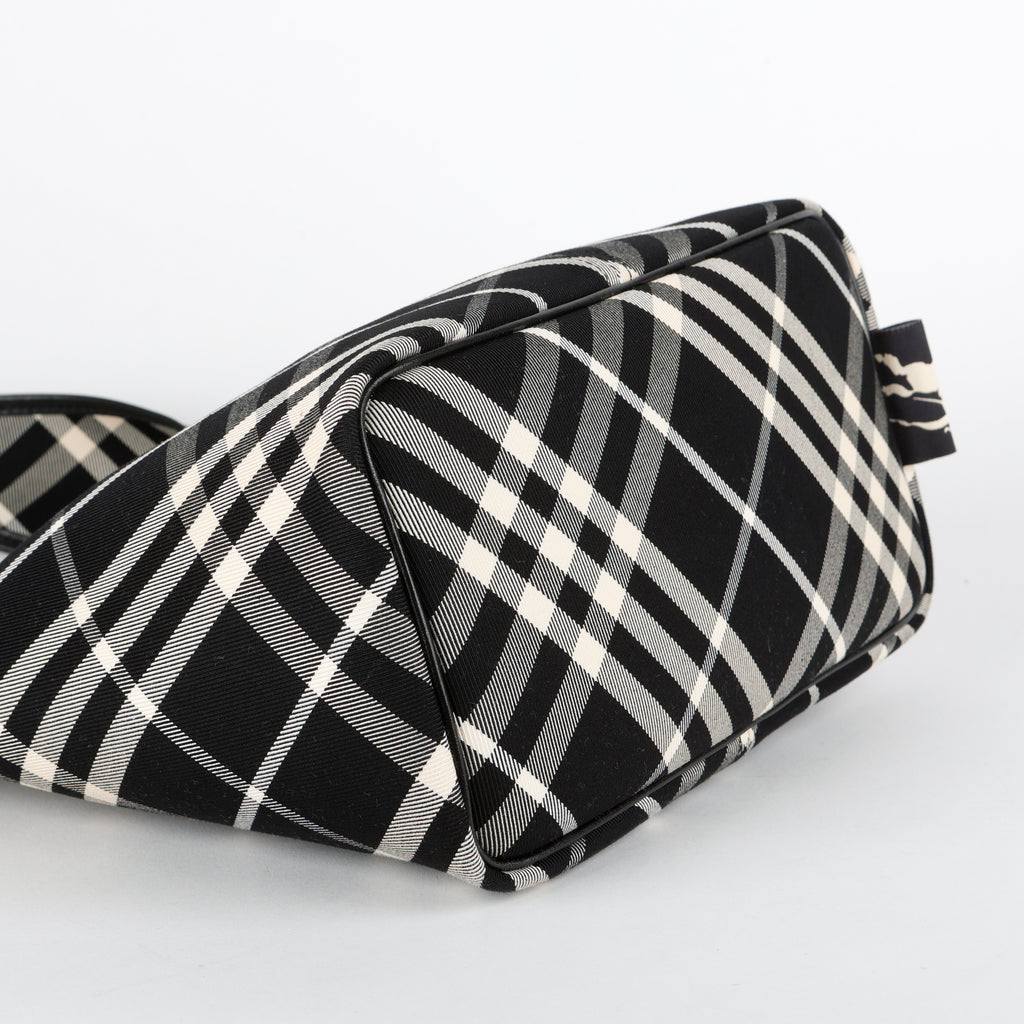Small Check Hobo Bag, Black/White
