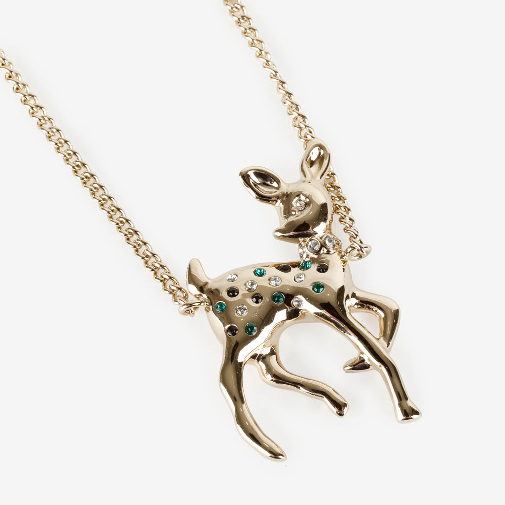 Pearl Crystal CC Deer Long Necklace