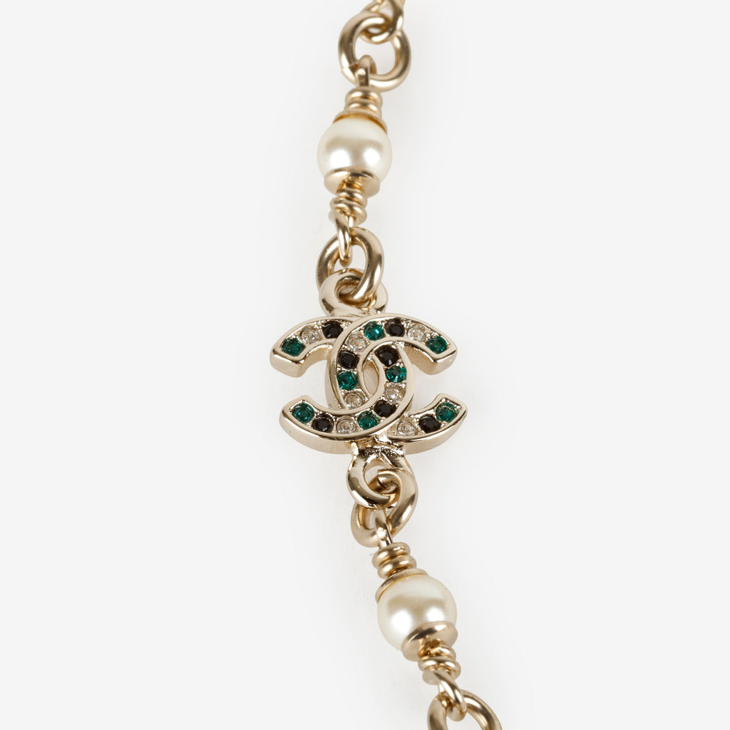 Pearl Crystal CC Deer Long Necklace