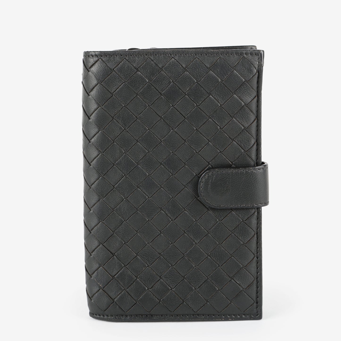 French Purse Intrecciato Wallet, Black