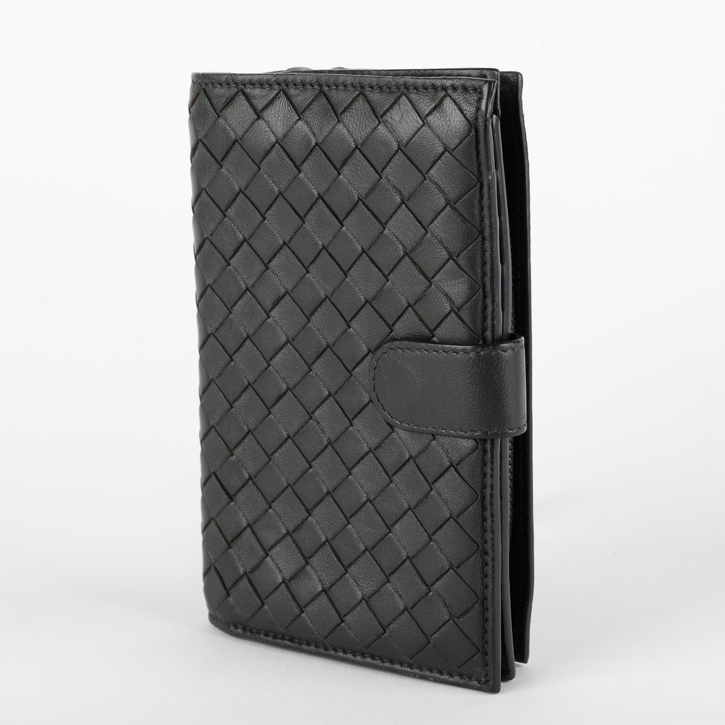 French Purse Intrecciato Wallet, Black