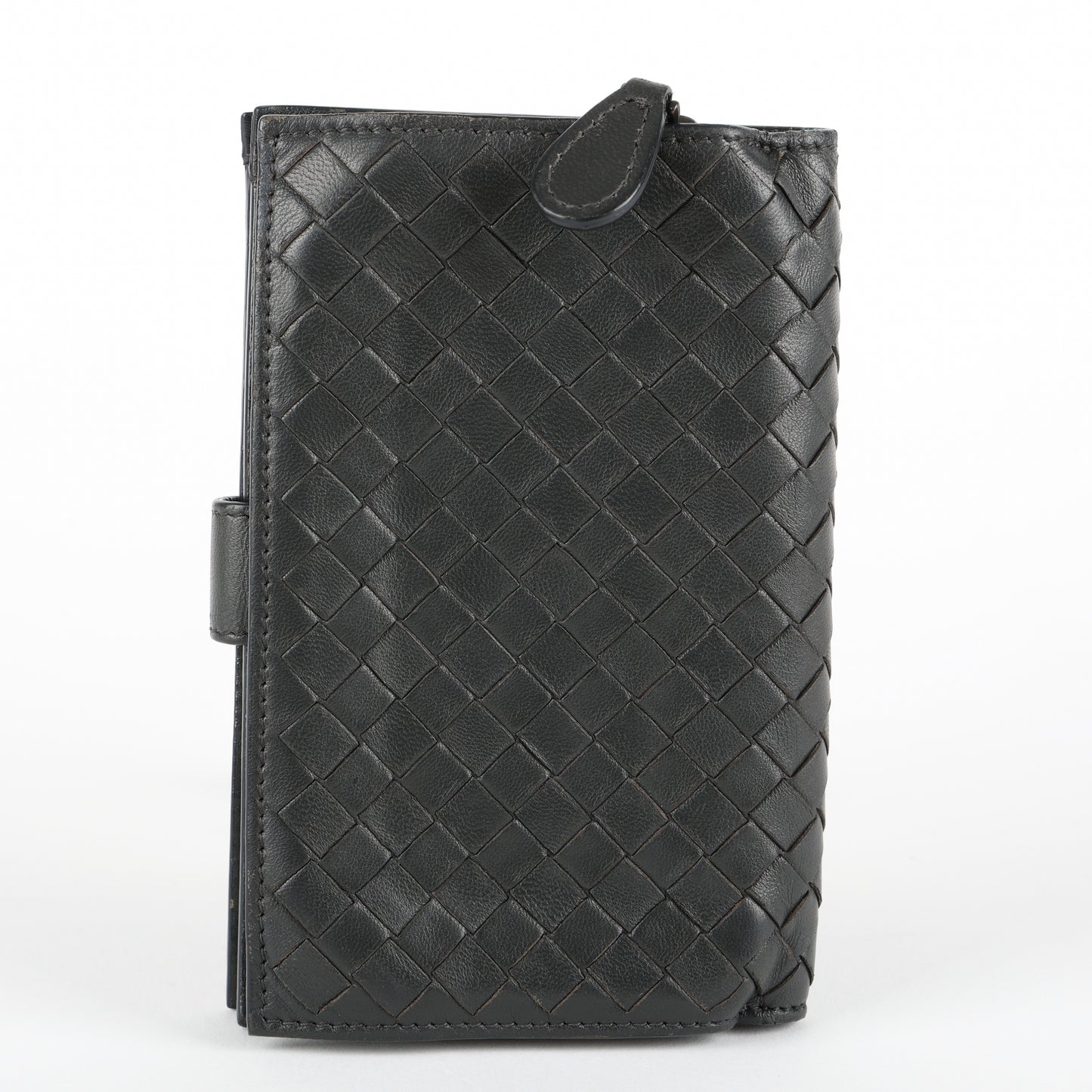French Purse Intrecciato Wallet, Black