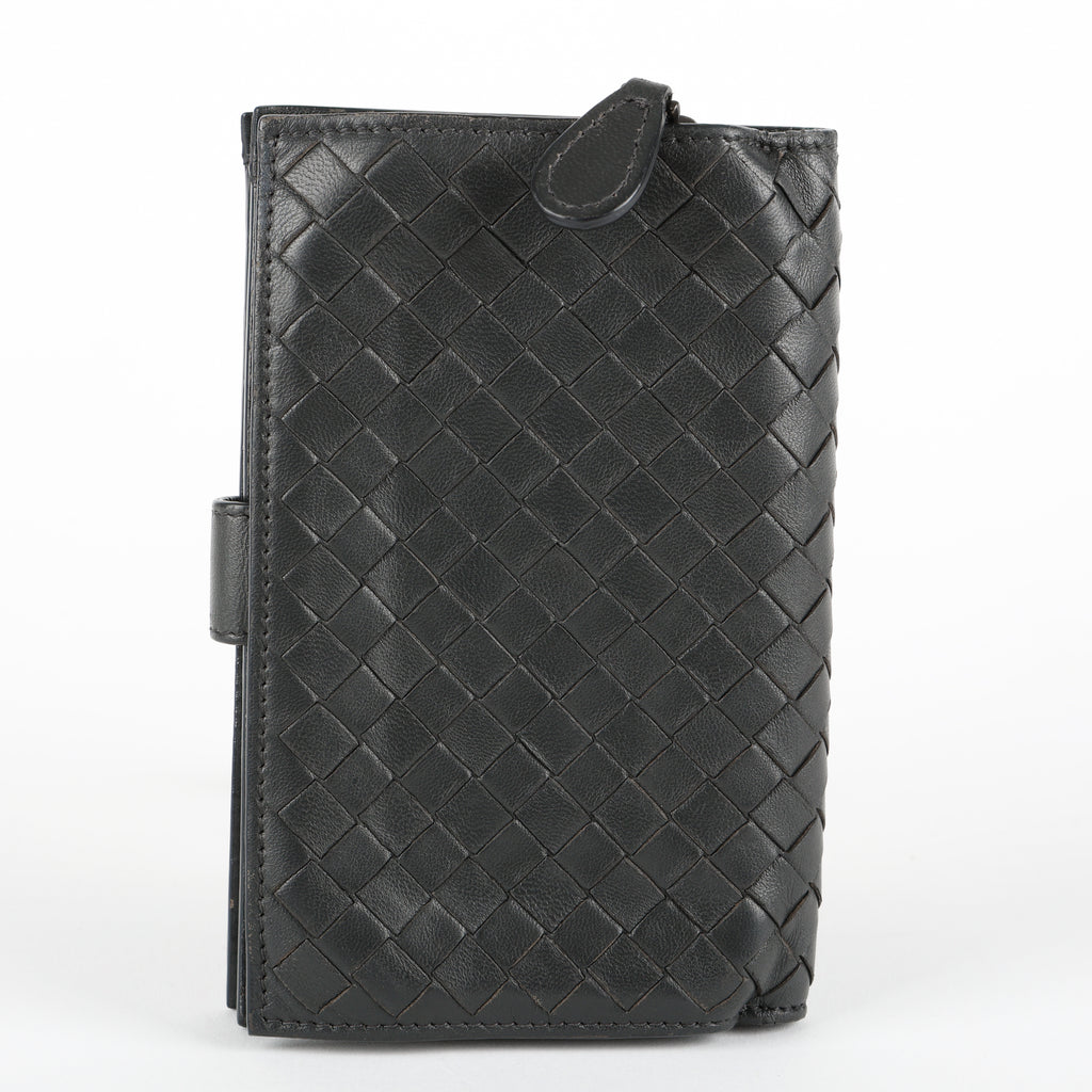 French Purse Intrecciato Wallet, Black