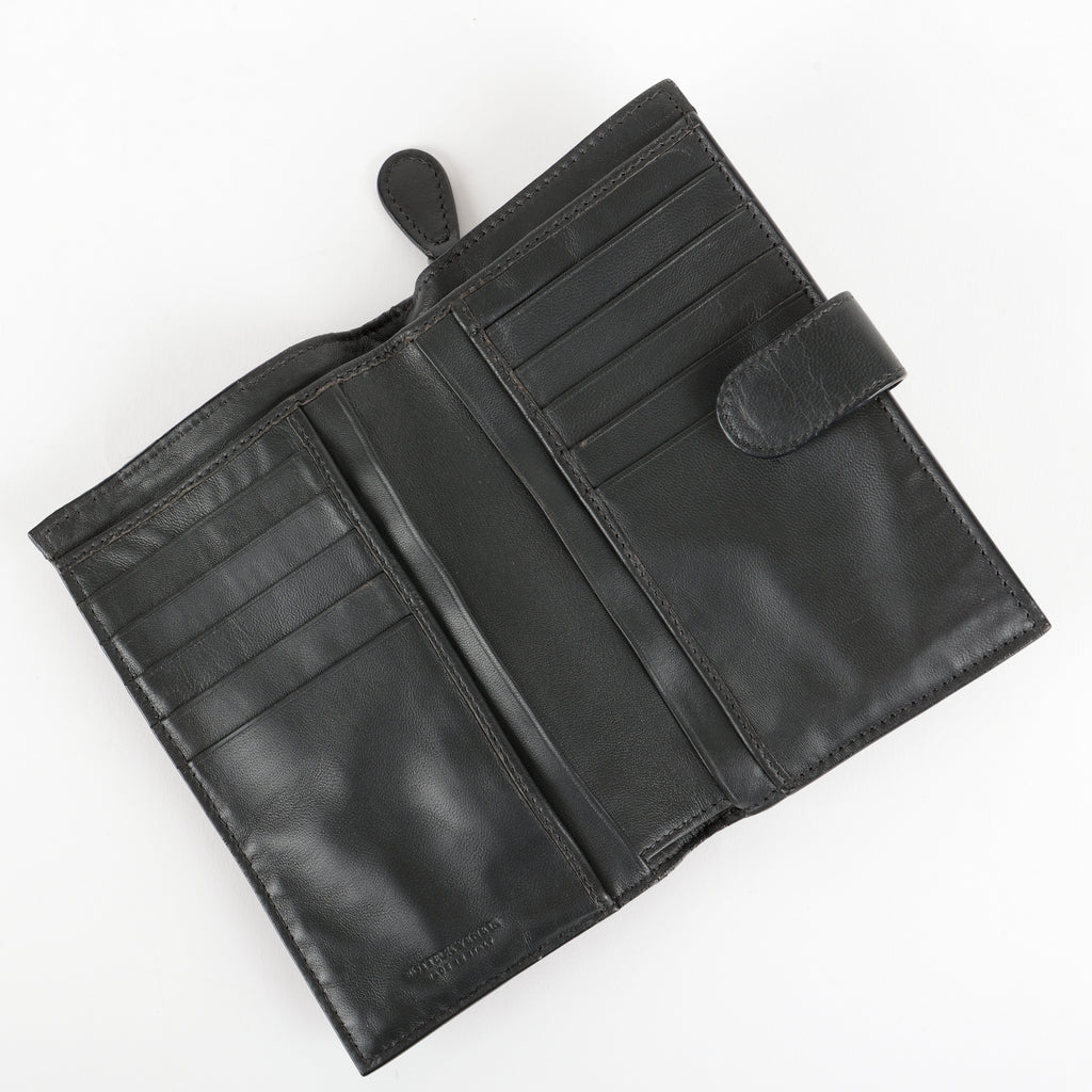French Purse Intrecciato Wallet, Black