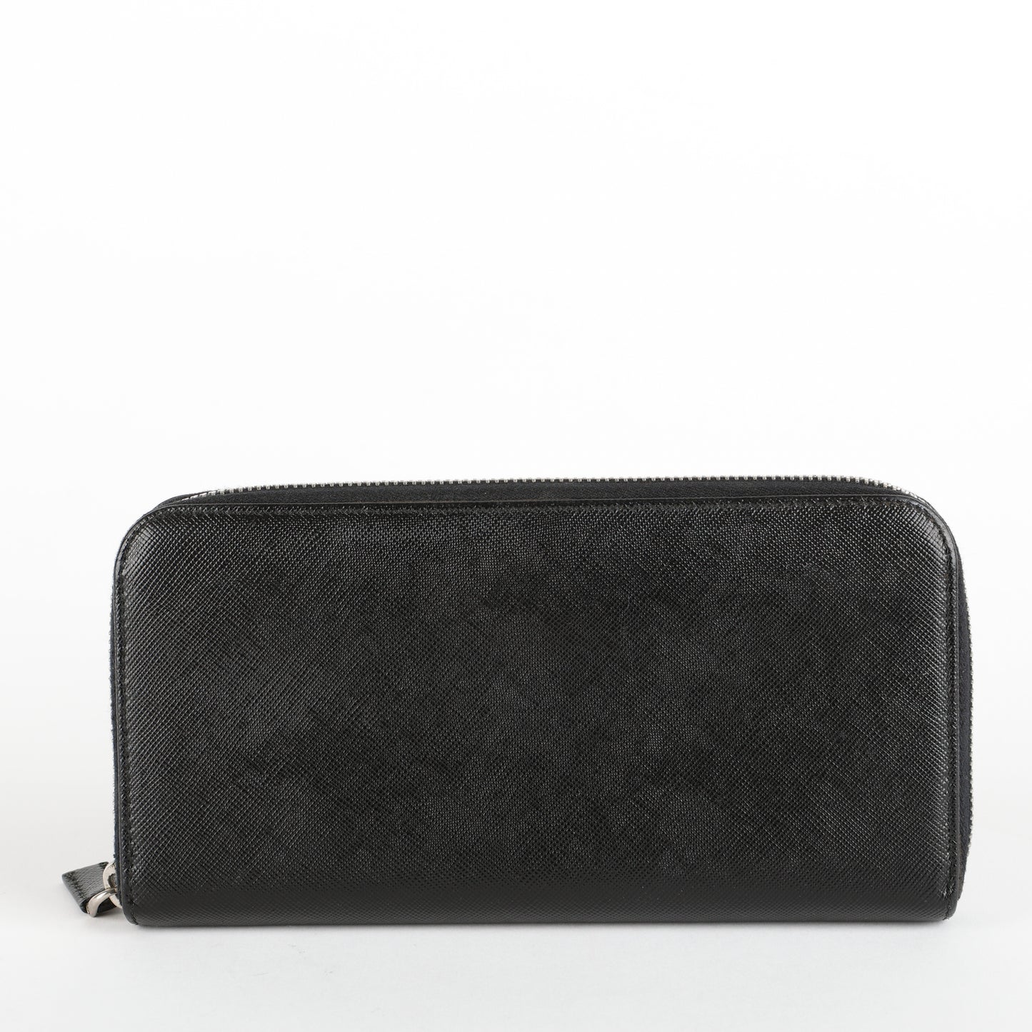 Large Zip Around Wallet, Black Saffiano