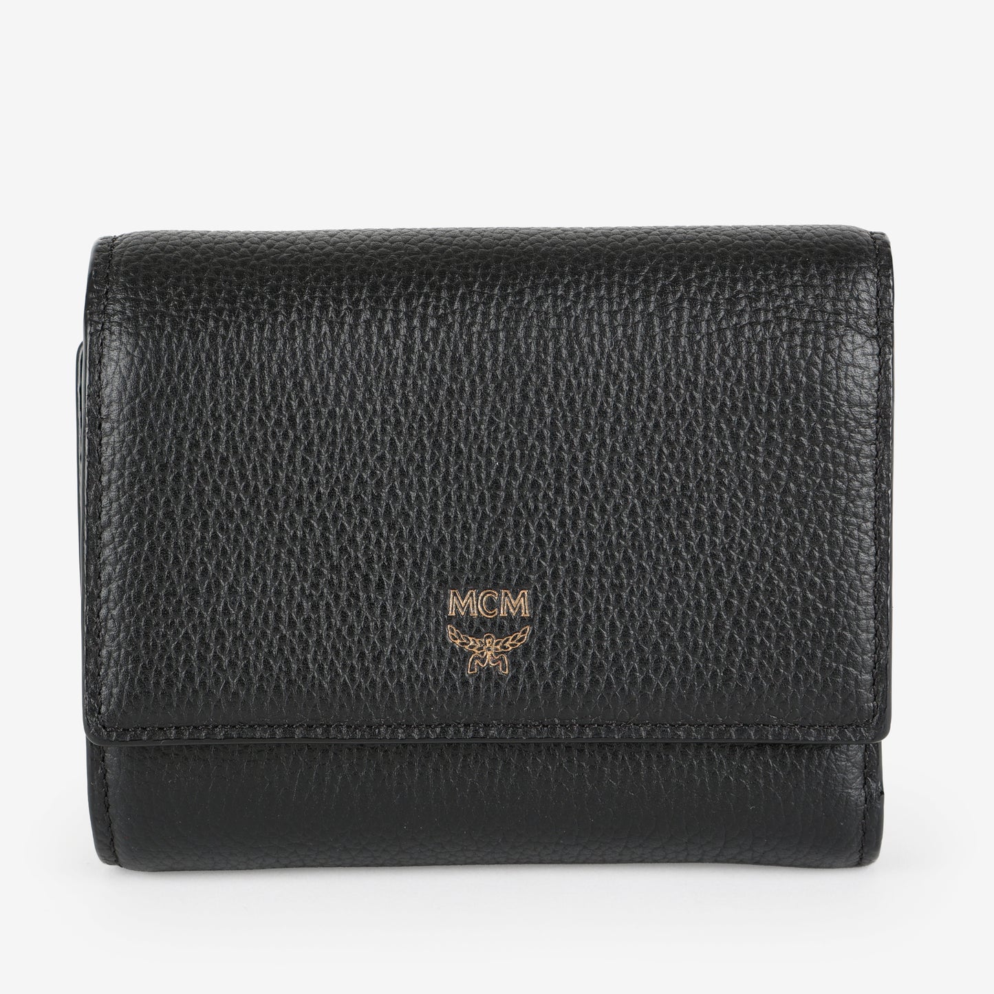 Trifold Wallet, Black Calfskin