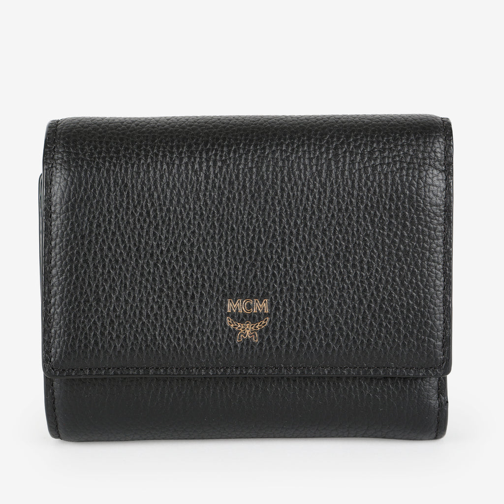 Trifold Wallet, Black Calfskin