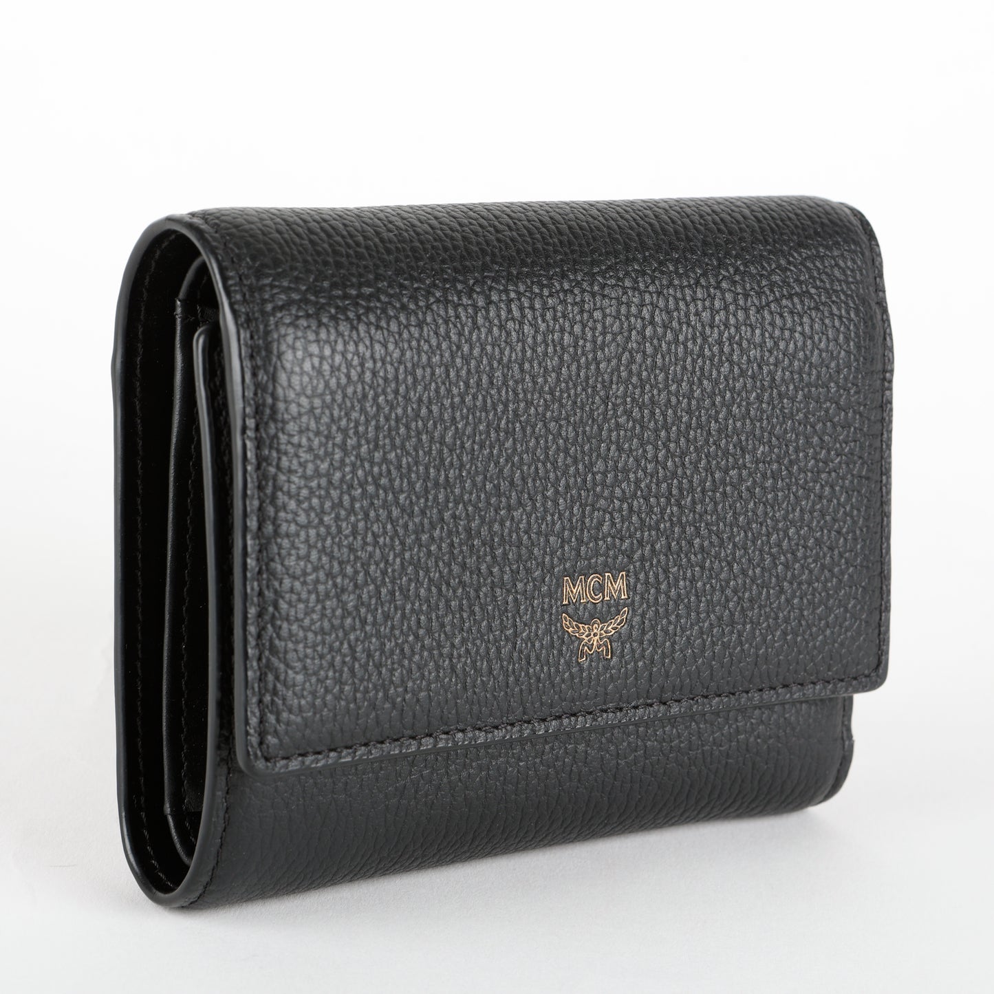Trifold Wallet, Black Calfskin