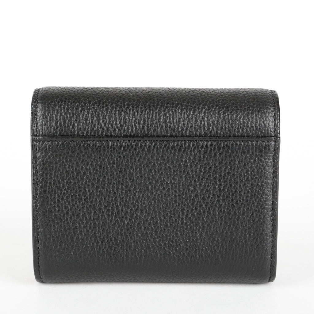 Trifold Wallet, Black Calfskin