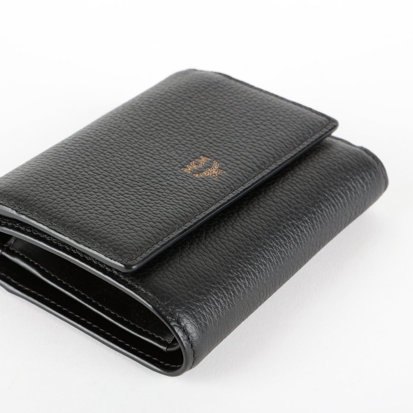 Trifold Wallet, Black Calfskin