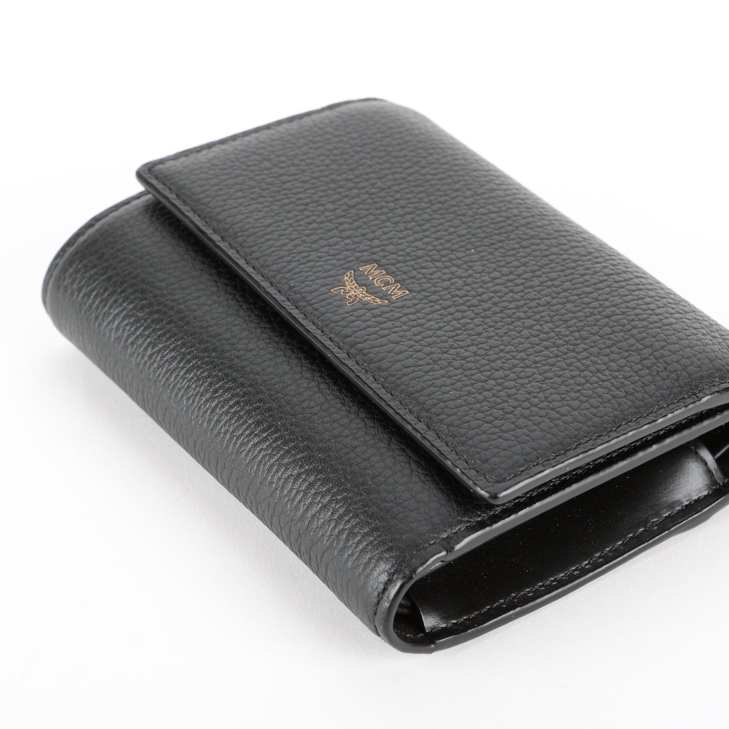 Trifold Wallet, Black Calfskin