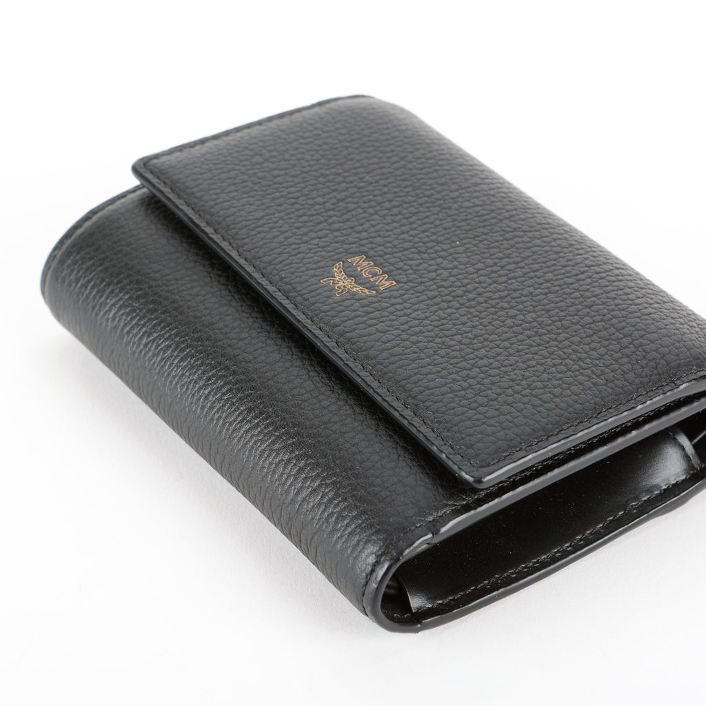 Trifold Wallet, Black Calfskin